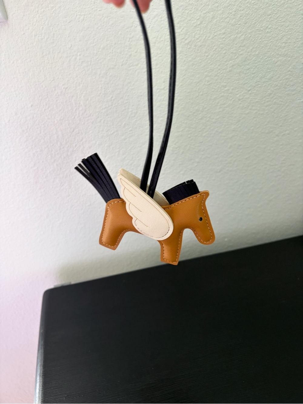 Unbranded Pegasus Horse Charm Bag Pendant in Tan and Cream